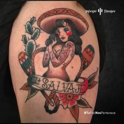 Tatuajes de Mujer mexicana infierno tatuajes